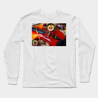 Baroque Violin With Christmas Ornaments Long Sleeve T-Shirt